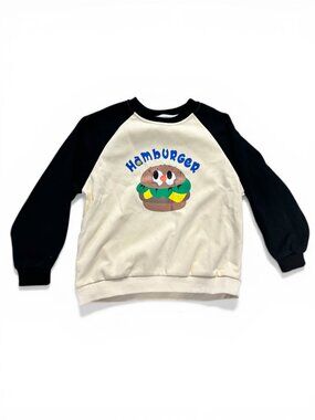 Kids’ Retro Hamburger Graphic Raglan Sweatshirt Size 8